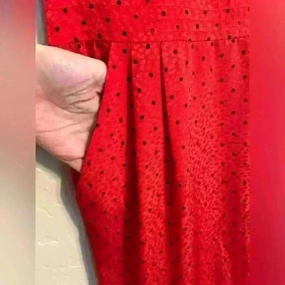 Vintage 70s 80s Liz Claiborne Red Button Back Polka Dot Dress Size 4 - Picture 6 of 8